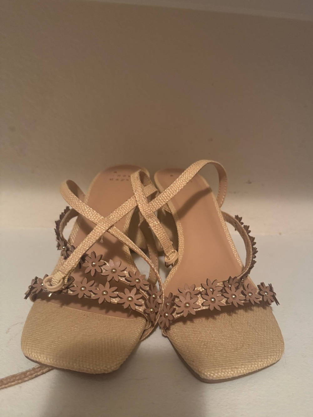 Beige Floral Strap Women’s Sandals